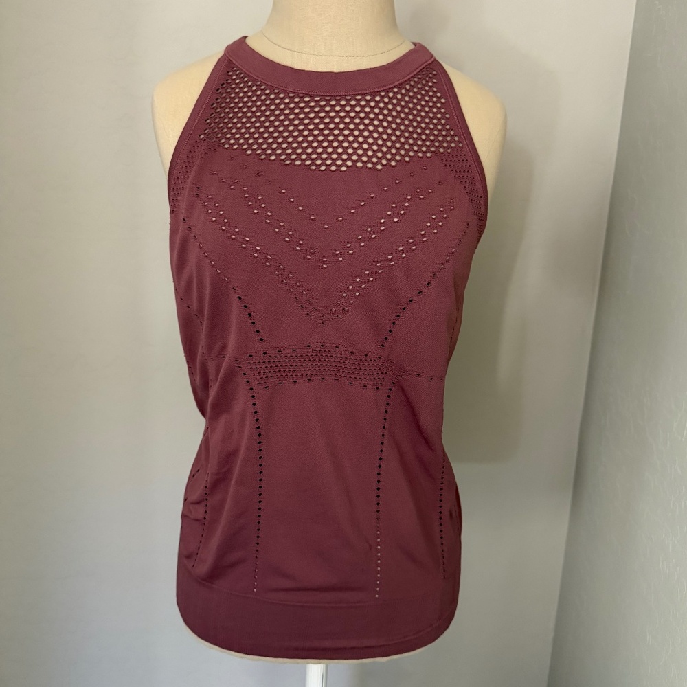 Athleta Women's Diamond Mesh Laser Cut Trophy Tank Top in Terracotta Size XL